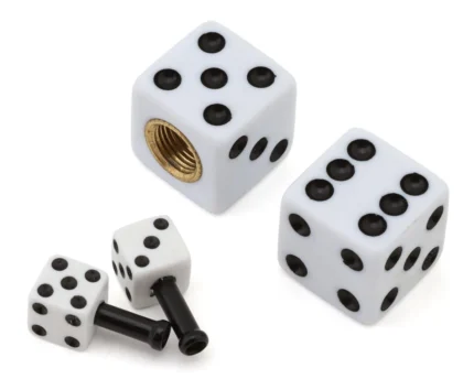 MotoKing Retro Dice Schrader Valve Caps and Cable Tips Kit (White) [3818-010-WH]