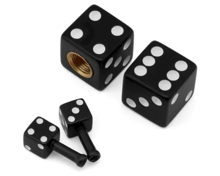MotoKing Retro Dice Schrader Valve Caps and Cable Tips Kit (Black) [3818-010-BK]