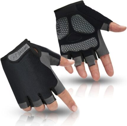 HuwaiH Bike Gloves for Men/Women, Cycling Gloves with Anti-Slip Shock-Absorbing Pad Half Finger Biking Bicycle Gloves
