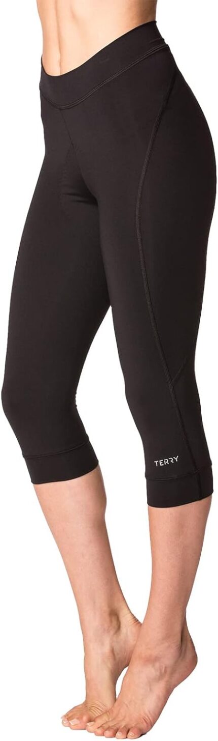 Terry Cycling Clothes for Women Padded Breakaway Bike Knicker 18" Cropped Cycling Capri Pants for Women with Padding