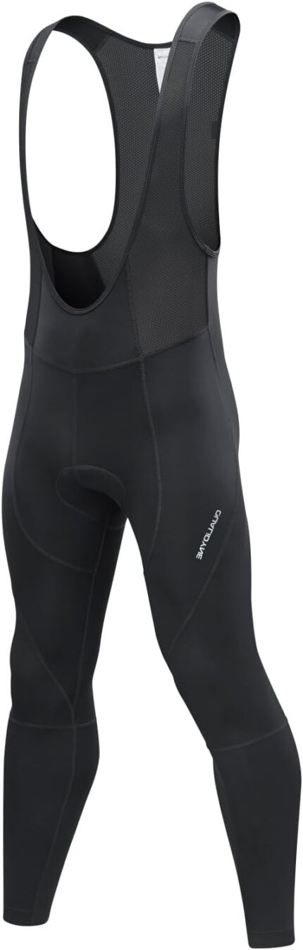 qualidyne Men's Thermal Cycling Bib Tights, 3D Padded, Fleece-Lined Winter Bike Leggings for Cold-Weather Riding