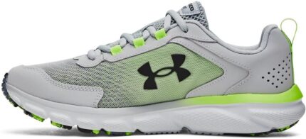 Under Armour Men's Charged Assert 9 Running Shoe, Mod Gray/Lime Surge/Black 13 M US