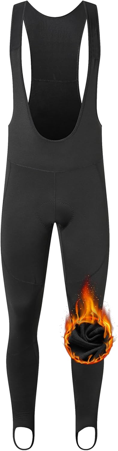 YKYWBIKE Cycling Bibs Men Thermal Bike Pants for Men Winter Cycling Bib Pants Fleece Riding Tights Biking Stirrup Pant