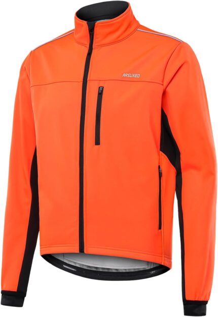 ARSUXEO Thermal Fleece Winter Cycling Jacekt for Men Windproof Insulated Bike Running Active Jacket