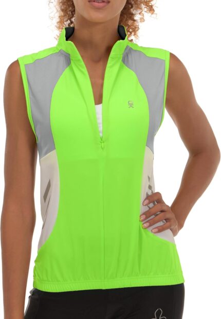 Little Donkey Andy Women's Half Zip Breathable Cycling Vests Reflective Sleeveless Jerseys Shirts Golf 4 Rear Pockets