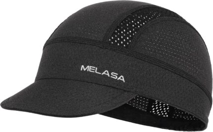 MELASA Cycling Cap, Cooling Skull Cap Helmet Liner with Sun Visor, Sun Protection Running Bike Cap for Men Women Under Helmet