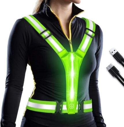 LED Reflective Vest Running Gear, Light Up Running Vest Rechargeable, Safety Night Running Gear for Walking Running Cycling