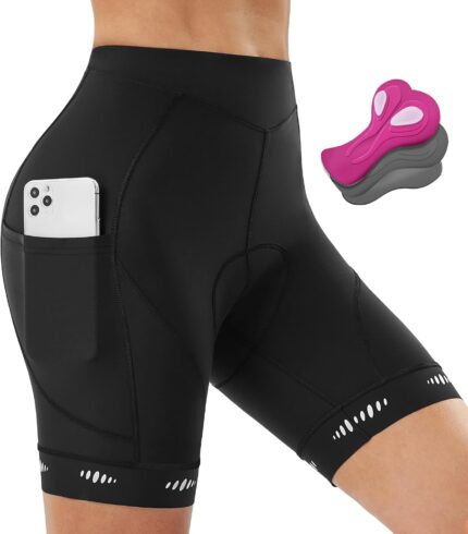 IUGA Padded Bike Shorts Women 4D Breathable Womens Cycling Shorts with Padding Mountain Biking Shorts with Pockets
