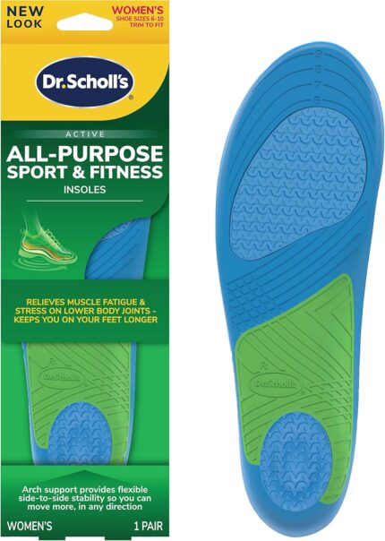 Dr. Scholl’s Sport Insoles - Superior Shock Absorption and Arch Support to Reduce Muscle Fatigue and Stress on Lower Body Joints for Women Size 6-10